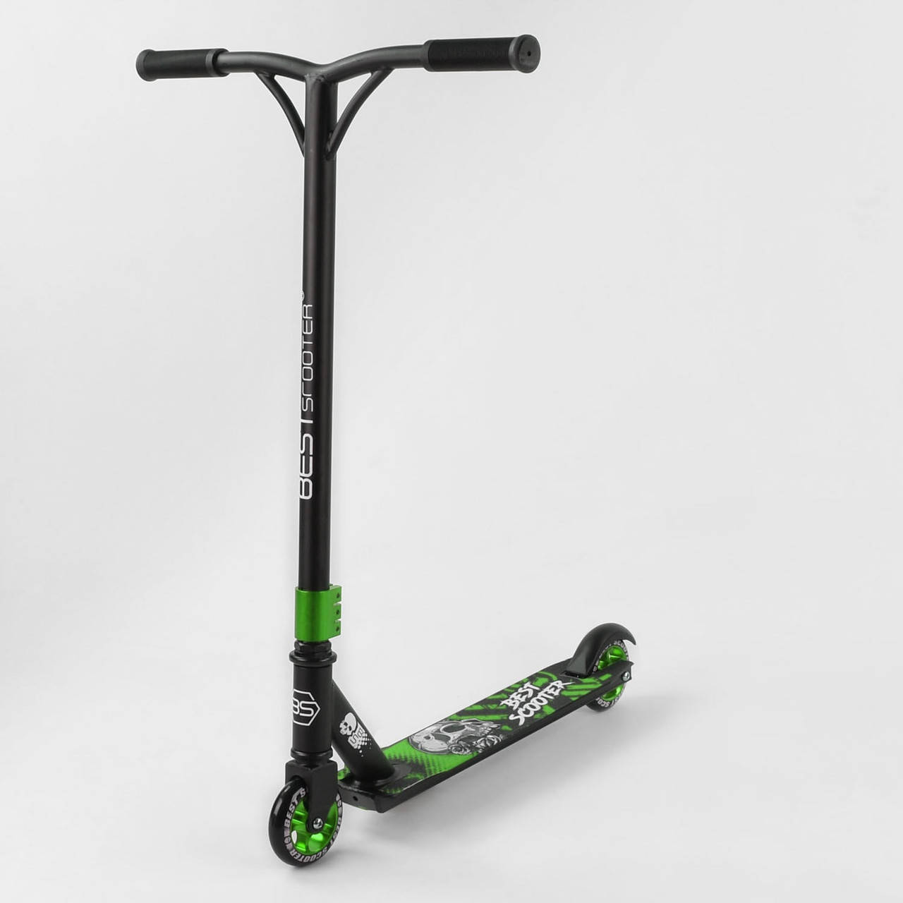 

Самокат трюковый Best Scooter двухколесный колеса 100 мм алюминиевый диск Черно-зеленый (604883161)
