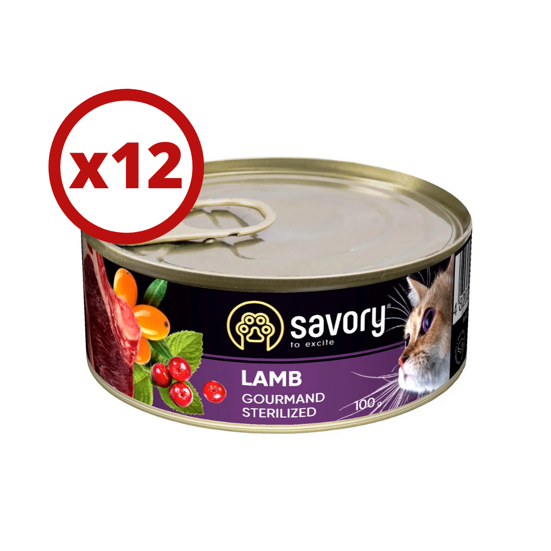 

Savory влажный корм для стерилизованных кошек 100г*12шт (ягненок)