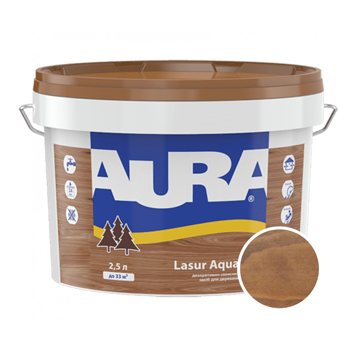 

Декоративно-защитное средство для дерева Aura Lasur Aqua Каштан 2.5л