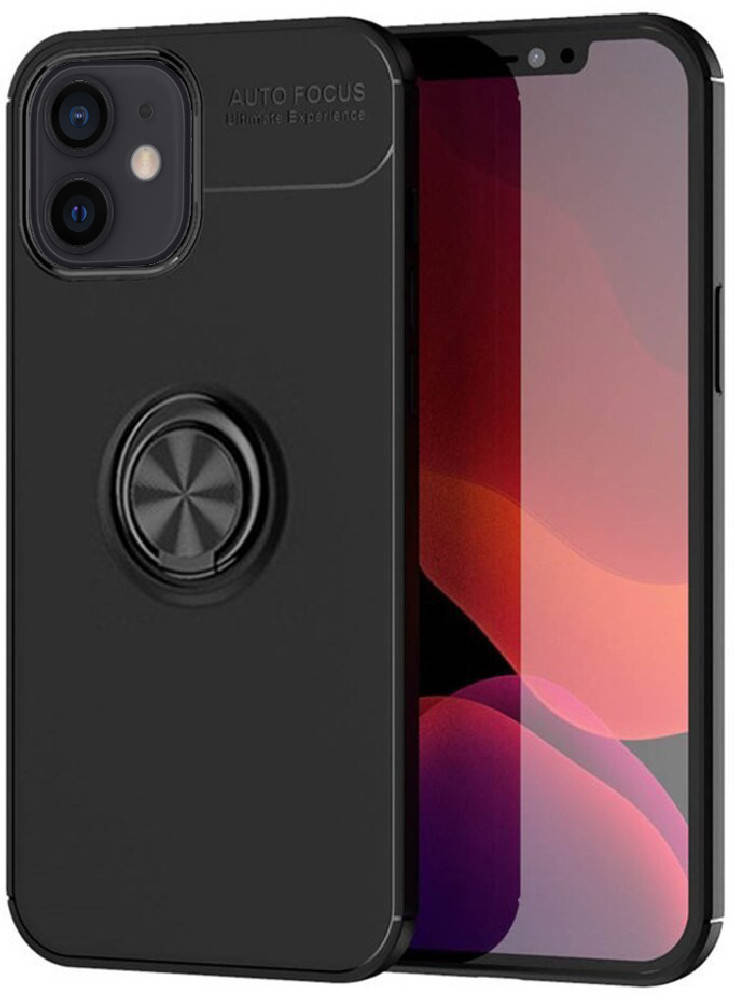 

Чехол с кольцом iPhone 12 Autofocus (Айфон 12), Черный