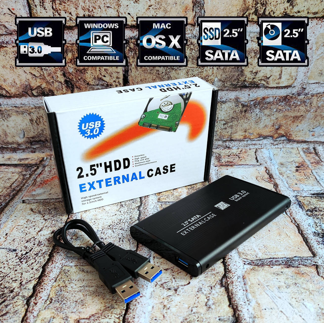 

Внешний карман USB 3.0 для SSD / HDD 2.5 SATA, алюминиевый корпус