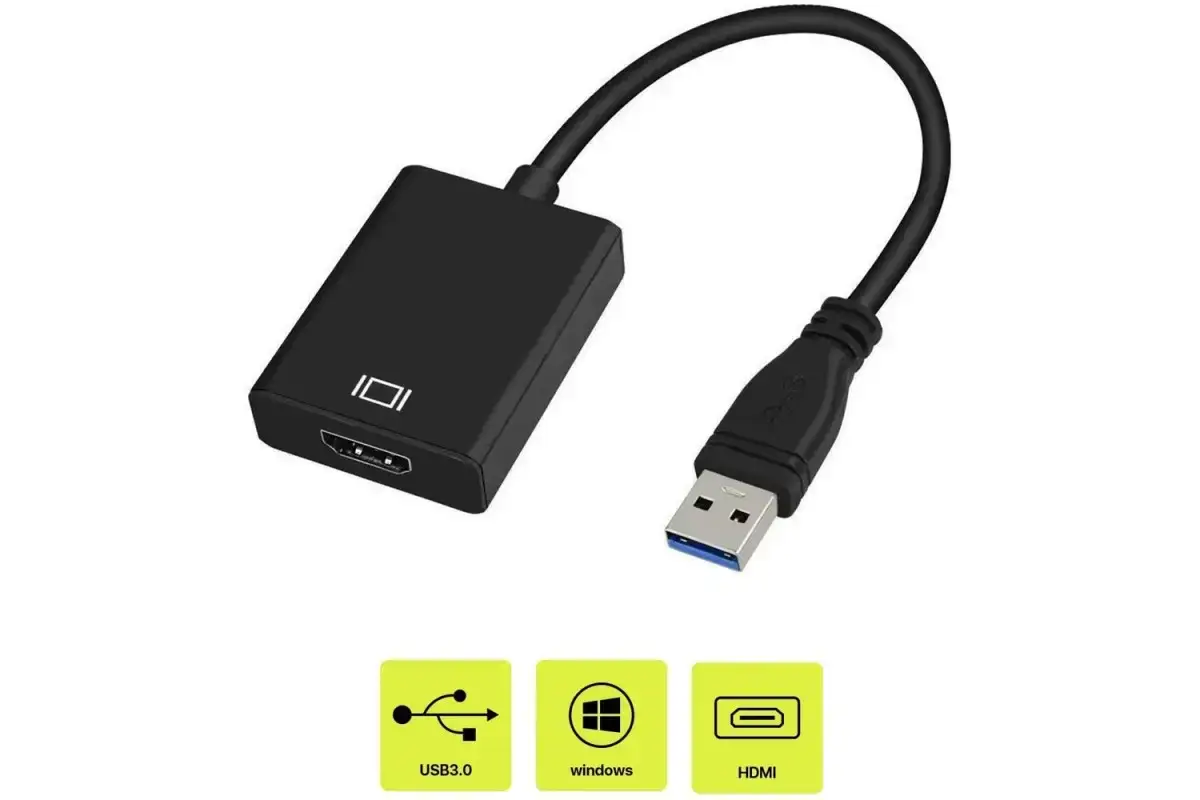 

Переходник для компьютера USB, HDMI адаптер для подключения HDMI USB 3.0 для проектора windows, Черный