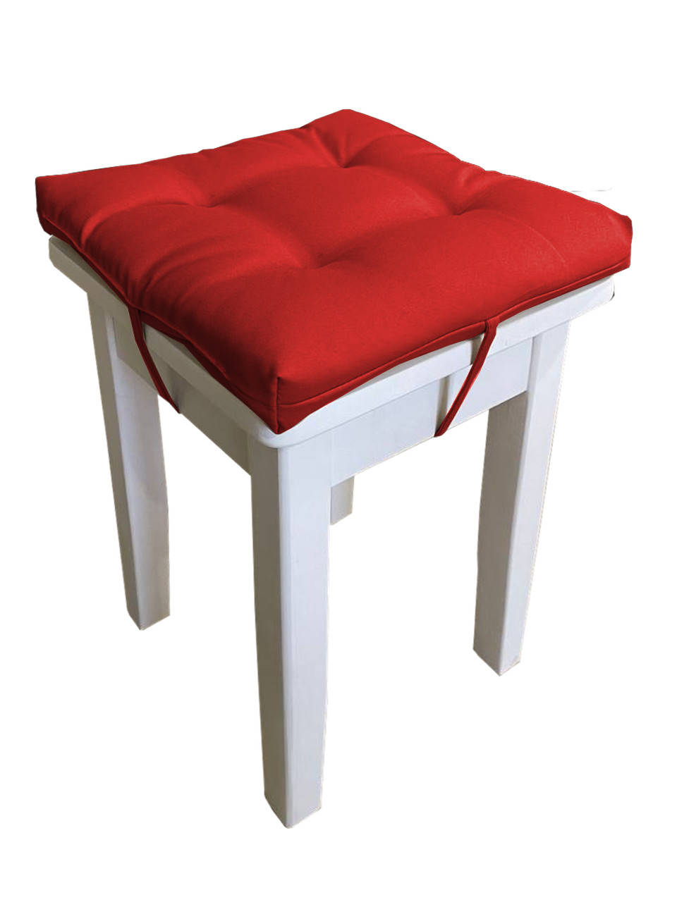 

Подушка на стул табурет Color mini 35x35x5 см с завязками красный белый