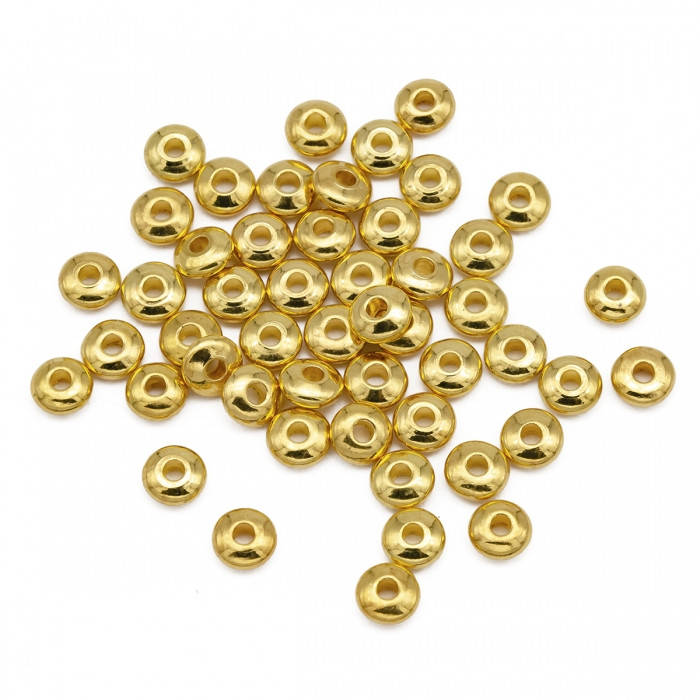 

Бусины-Разделители, Латунь, Рондель, Цвет: Золото, Размер: 5х2мм, Отверстие 1.5-2мм, (УТ100017082)