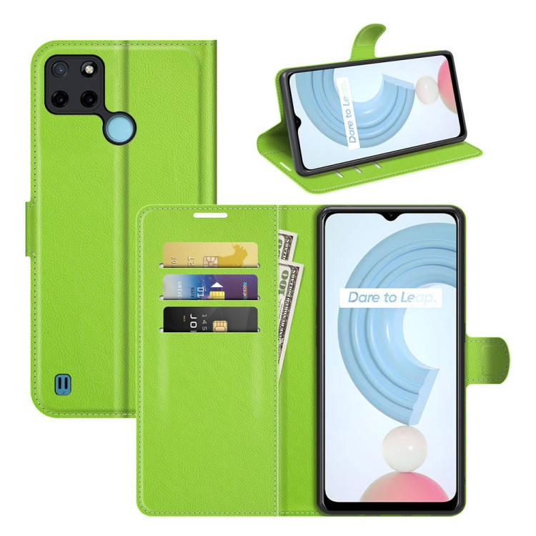

Кожаный чехол книжка Lichee для Realme C25Y (на реалми ц25у) (9 цветов) зеленый