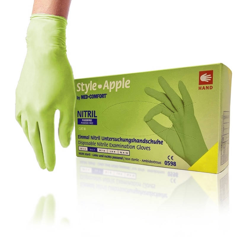 

Перчатки нитриловые AMPri Style Apple размер , 100шт, Зелёный