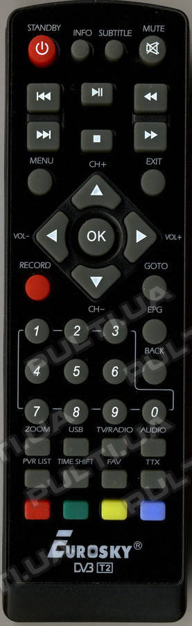 

Пульт для EUROSKY DVB T2 ES-3011 ES-3015D, Черный