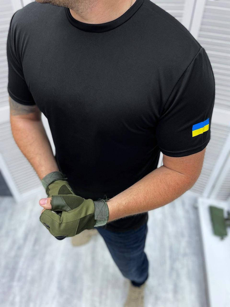 

Тактическая мужская летняя военная футболка coolmax черного цвета, Черный