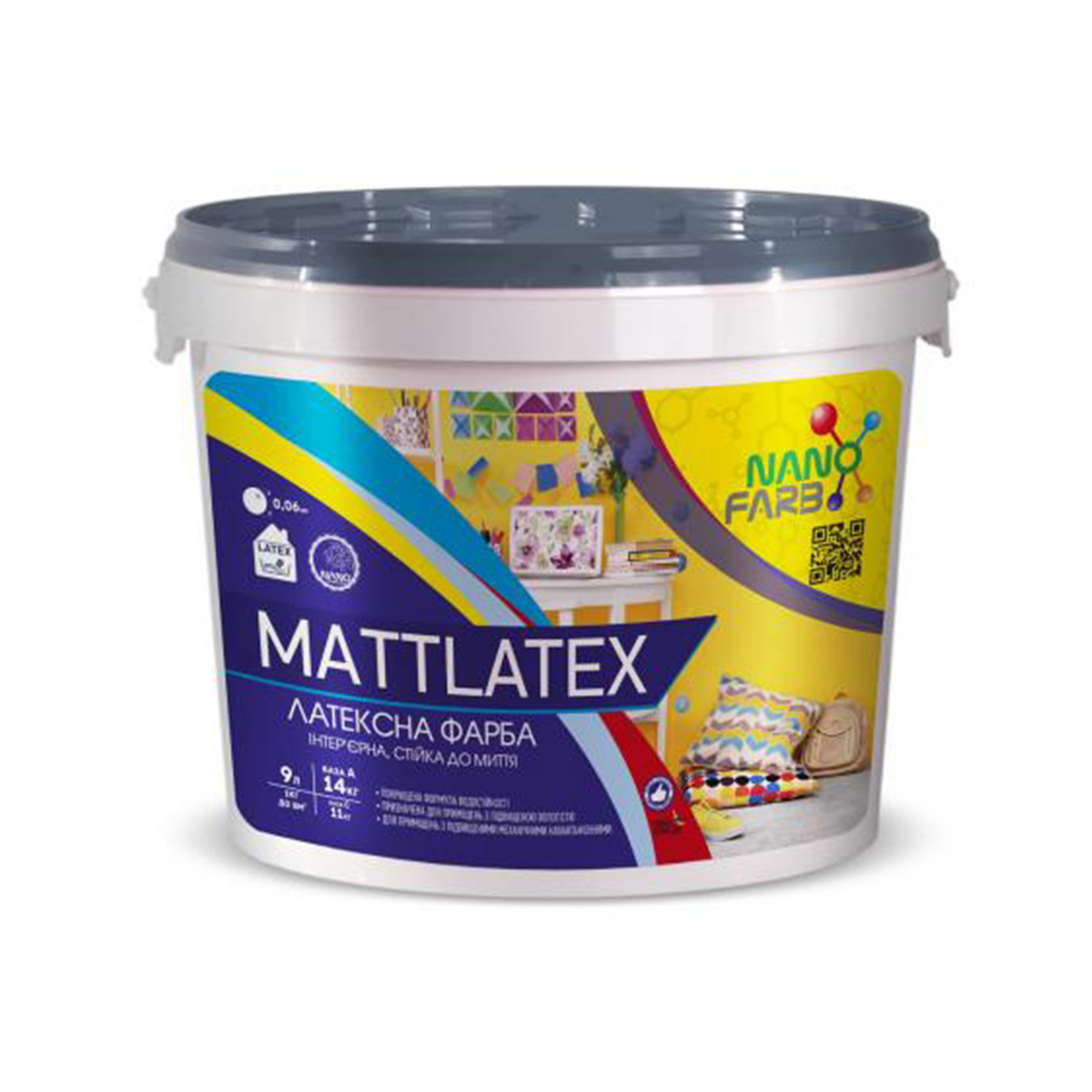 

Латексная краска Nanofarb Mattlatex матовая 14кг, Белый