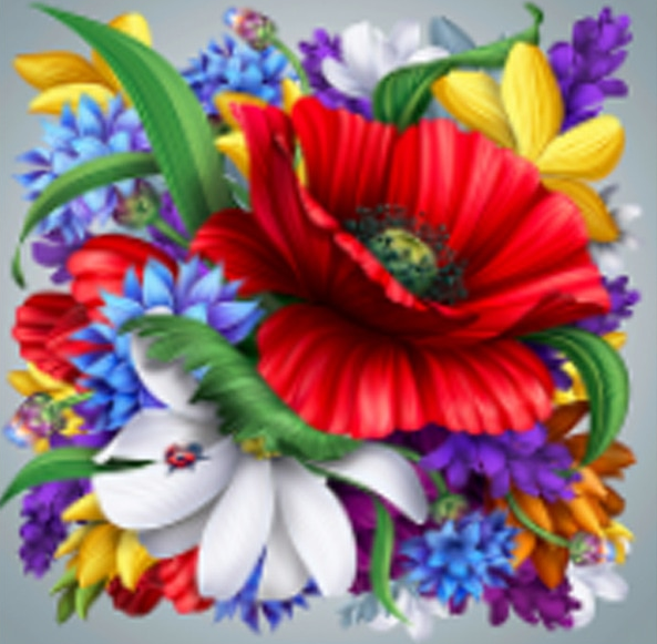 

Алмазная вышивка " Букет с маками ",цветы,букет,частичная выкладка,мозаика 5d,наборы 30х30 см