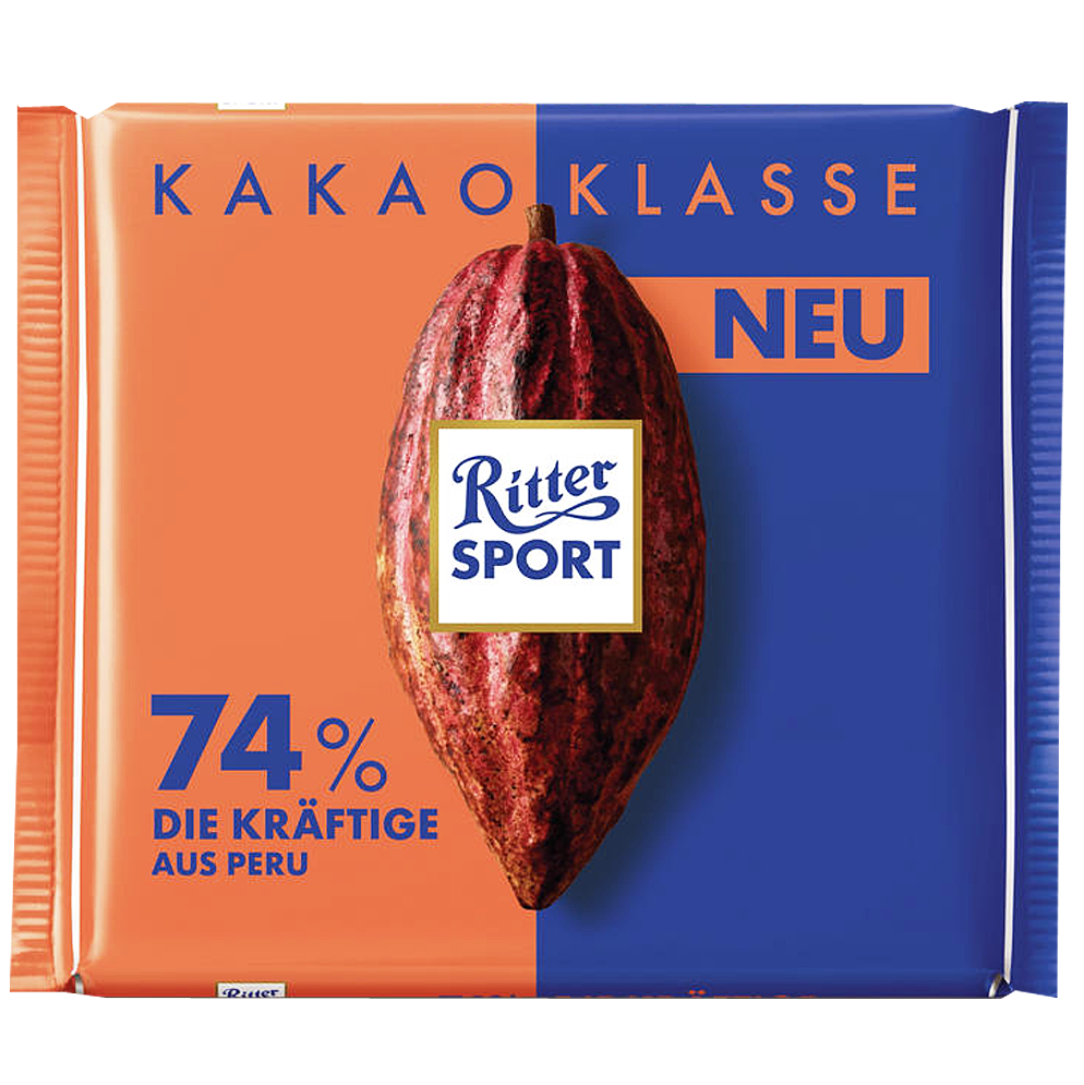 

Шоколад Ritter Sport темный 74% какао с насыщенным вкусом из Перу 100г (1уп/12шт)