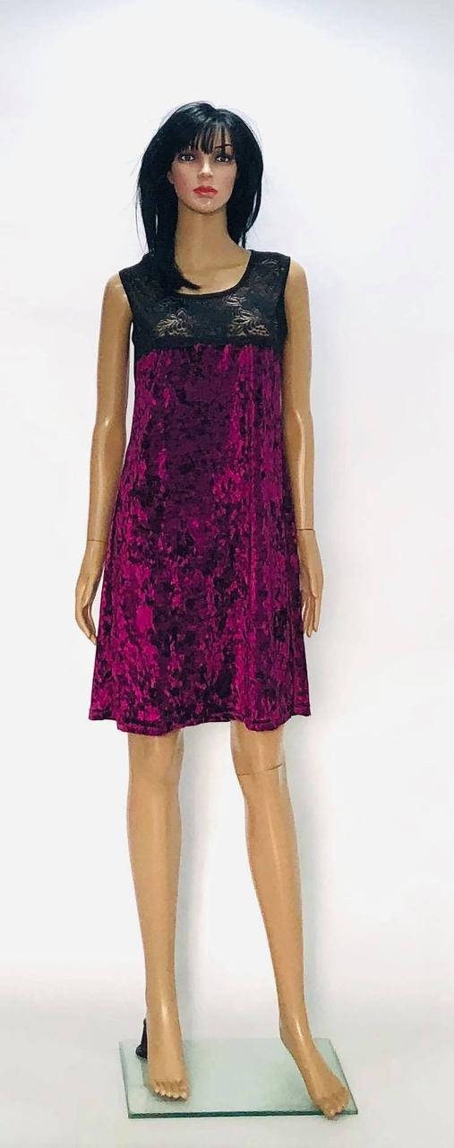 

Велюровая туника для дома и сна с кружевом 48