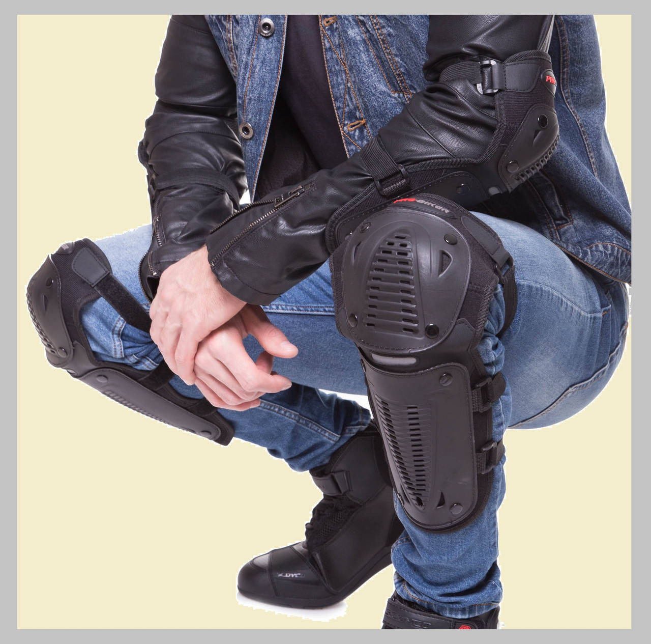 

Мото защита наколенники + налокотники чёрные Pro-biker