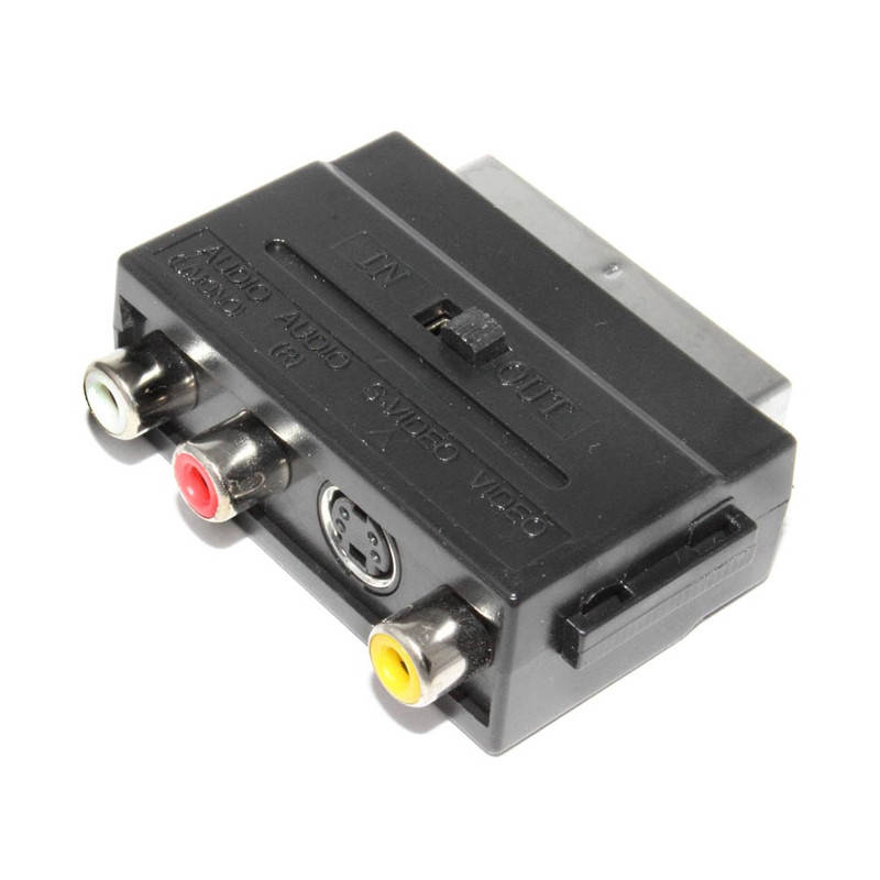 

Переходник SCART - 3 x RCA (тюльпаны) + S-Video с переключателем, Черный
