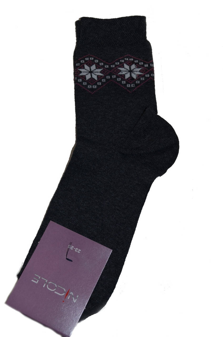 

Носки женские Nikole темно-серые с вышиванкой, Белый