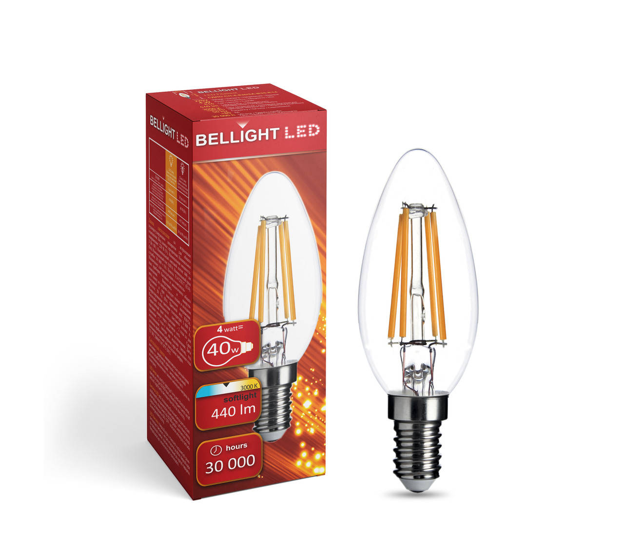 

Лампа свеча led филаментная C37 230V 4W E14 3000K