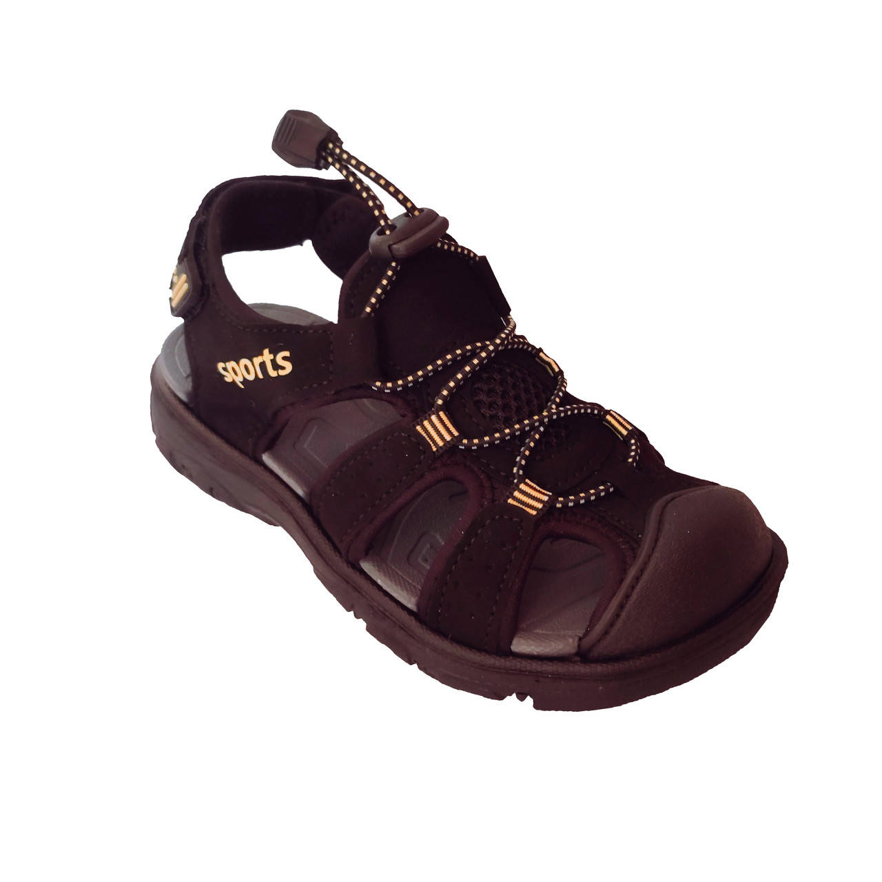 

Черные сандалии с закрытым защитным носком мальчикам, детские подростковые босоножки 34 размер стелька 21,5 см, Черный