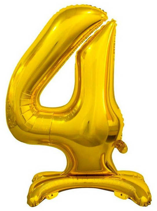 

Фольгована куля цифра "4" на підставці в упаковці. Колір: Золото. Розмір: 80см.