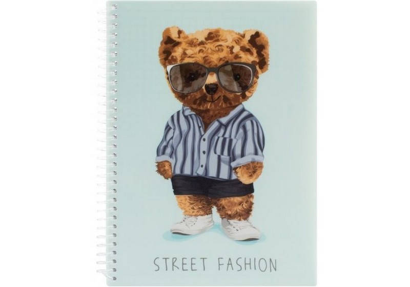 

Блокнот A5 80арк, спіраль, в клітинку, обкладинка пластик Optima Pets Fashion: Bear