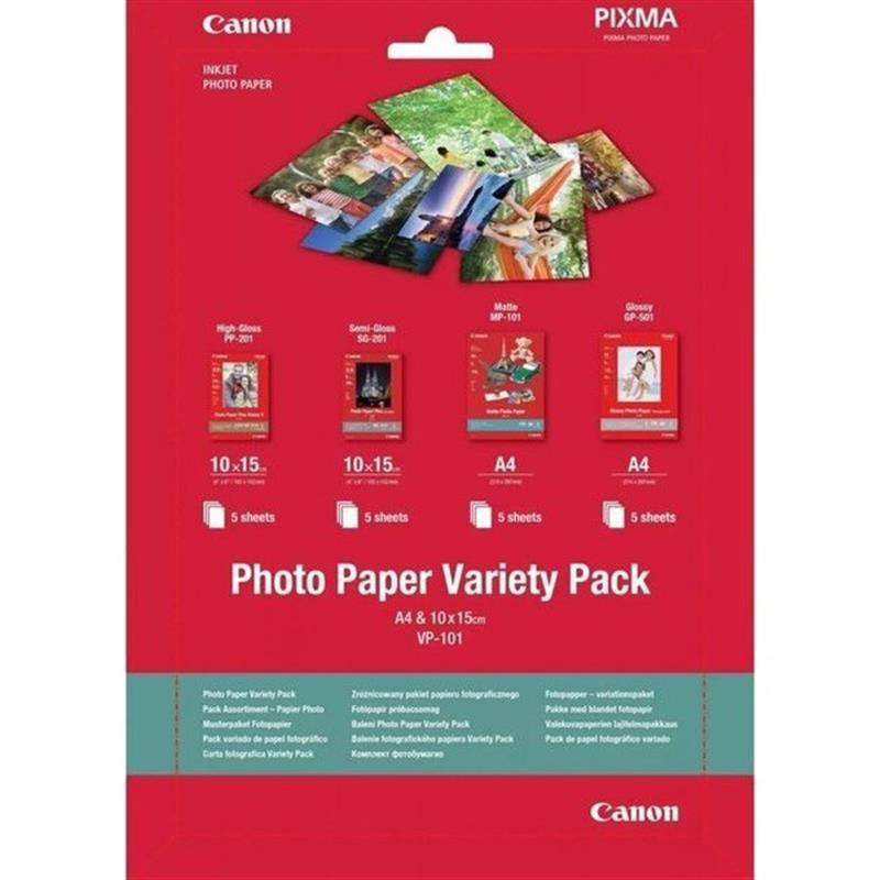

Фотобумага CANON (VP-101) Variety Pack 10x15см+A4 20л (0775B079)