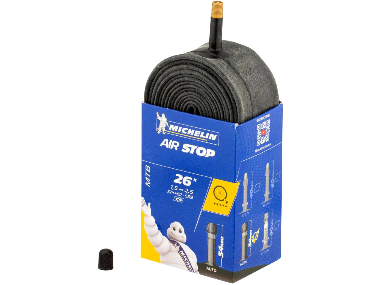 

Камера для велосипеда Michelin C4 Air Stop 26" x 1.5-2.5 (Schrader, AV)