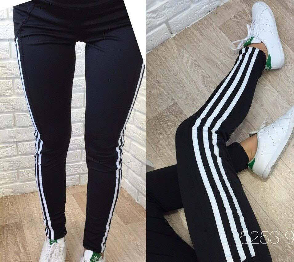 

Спортивные женские лосины с лампасами, черные S, М, L, Черный
