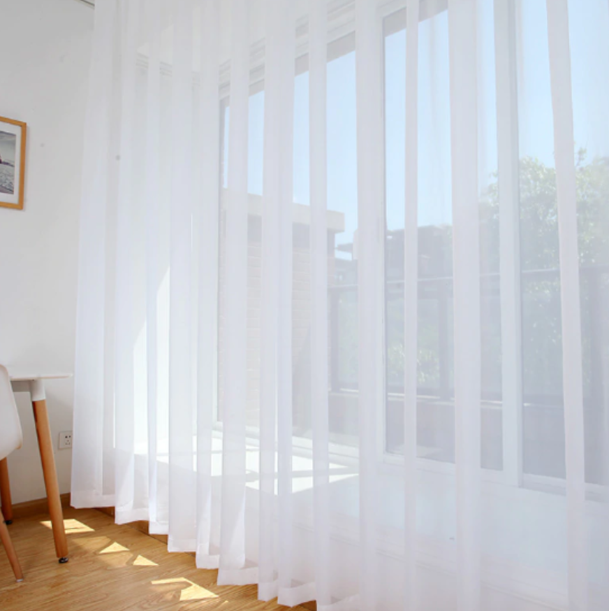 

Готовый тюль шифон 5 м шириной, высота до 2,95 м с утяжелителем, турецкий, белого цвета в зал, в спальню,, Белый