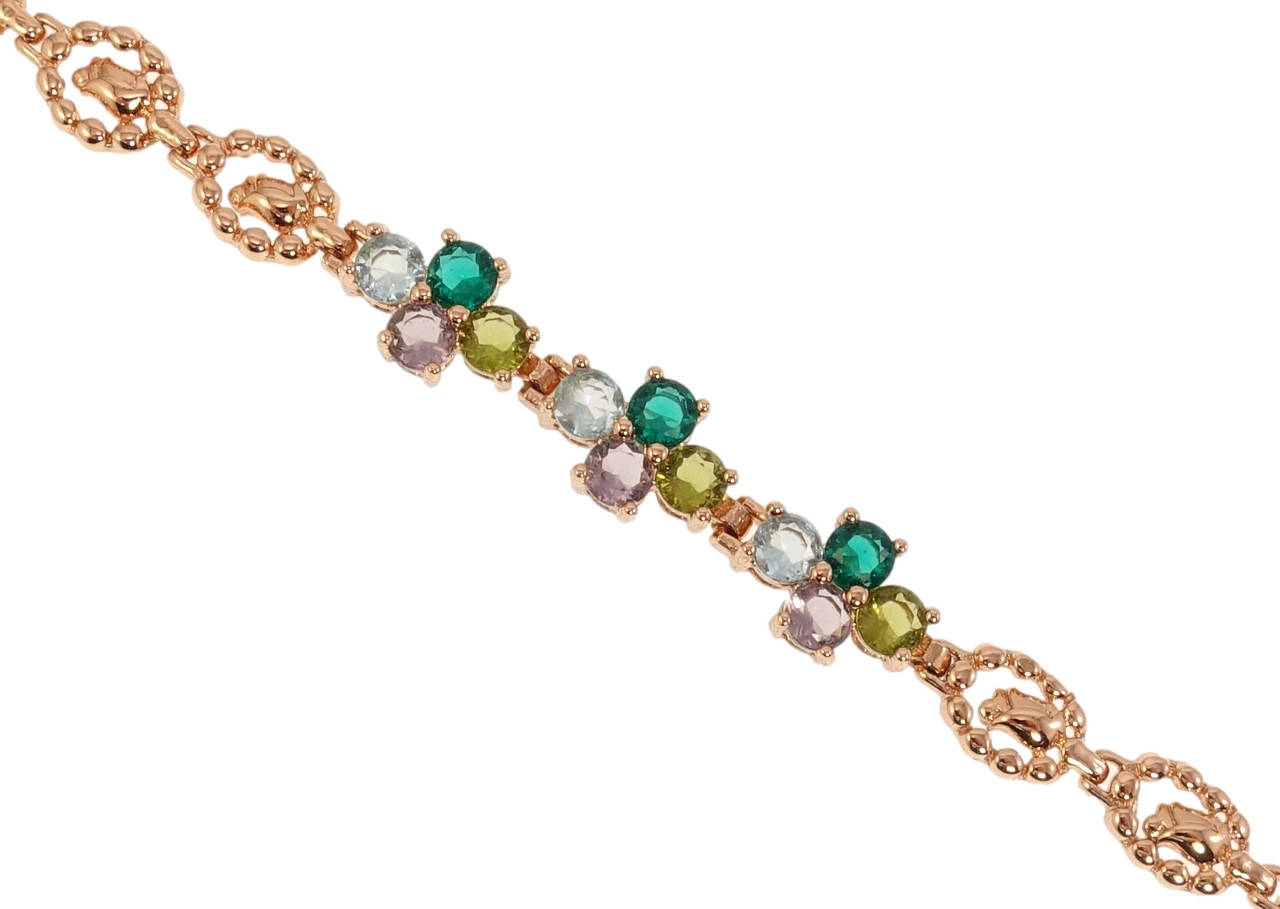 

Браслет Xuping Позолота РО "Цветочный орнамент с цветными кристаллами" длина с доп.замком 17,20см х 7-8мм