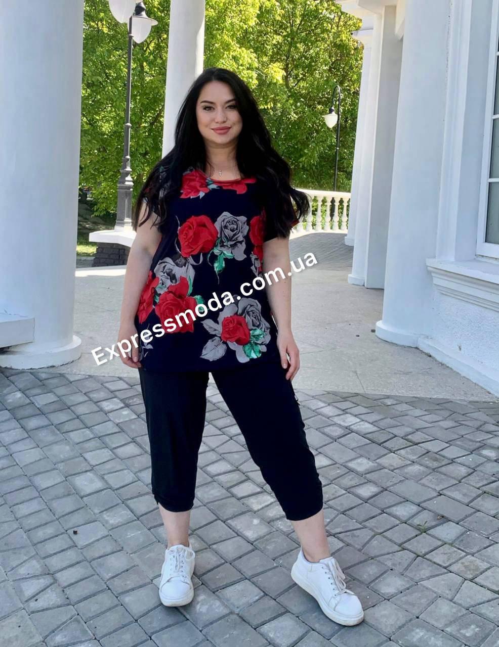 

Костюм капри+туника Роза красная, Красный