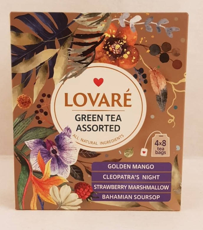 

Чай зеленый в пакетиках Ловаре ассорти Lovare Assorted Green Tea 32 шт по 2 г в конвертах