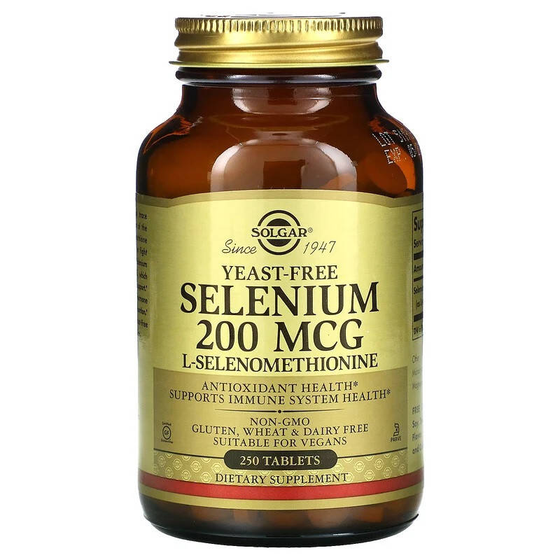 

Селен, Selenium 200 mcg Yeast Free, Solgar, 200 мкг, 100 таблеток (SOL-02557)
