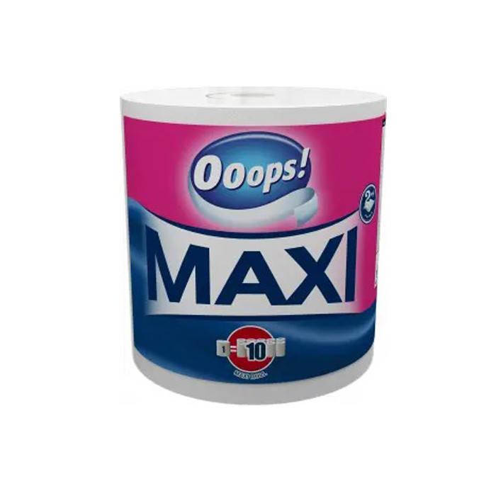

Бумажные полотенца Ooops! Maxi 2-х слойные Макси 1 шт 500 отрывов, Белый