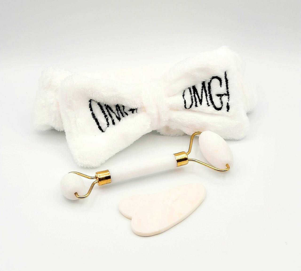 

Подарочный Набор 3в1 Ruby Face Роллер + Скребок Гуаша + Косметическая повязка