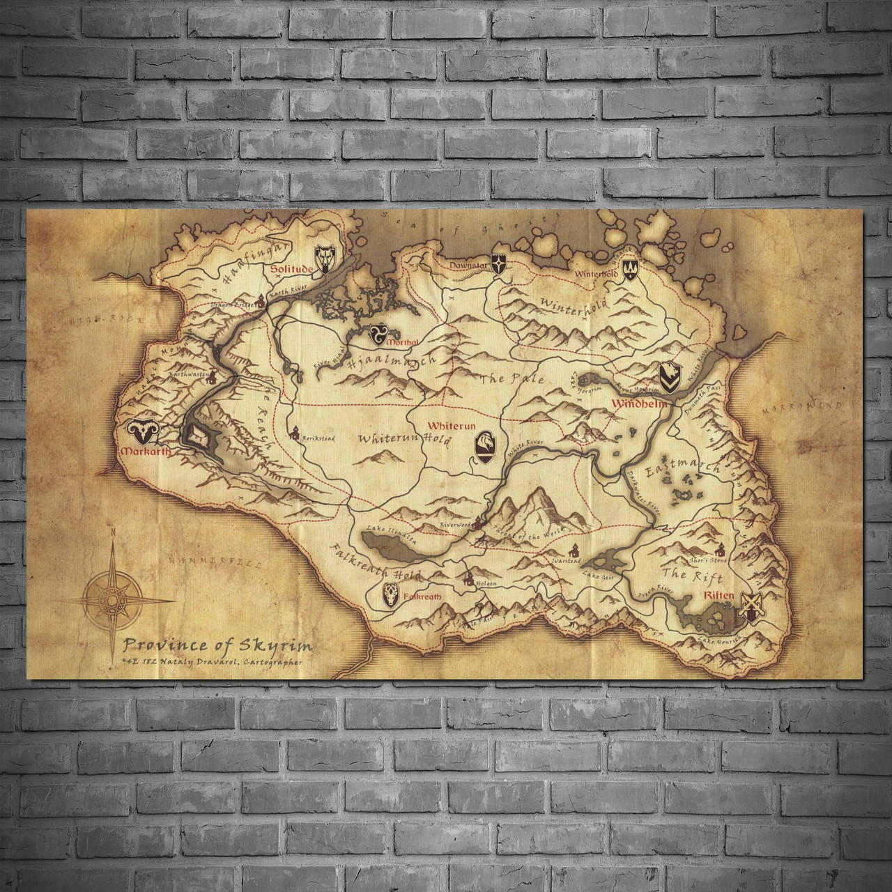 

Плакат "Скайрим, карта, Skyrim" (артикул 4667) 60, Матовая, 34