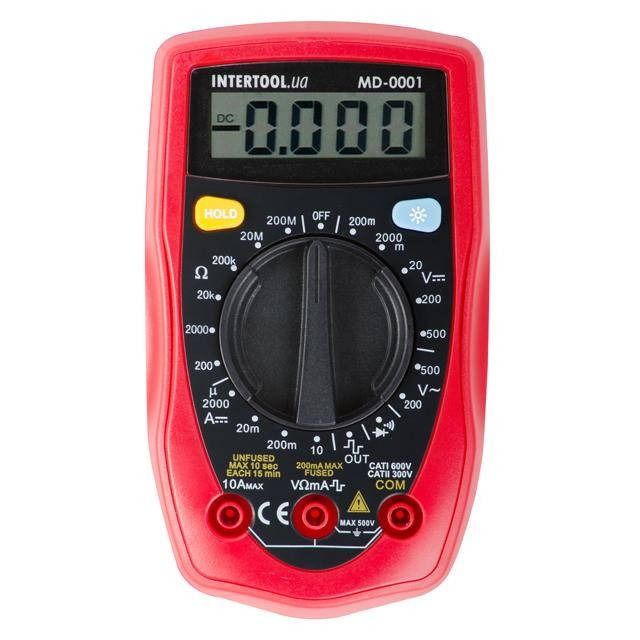 

Мультиметр цифровой CAT II-300В/CAT I-600В INTERTOOL MD-0001