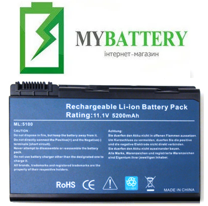 

Аккумуляторная батарея Acer BATBL50L6 BATBL50L8 Aspire 3100 3690 5100 5110 5515 5610 5630 5650 5680 2450 4200, Черный