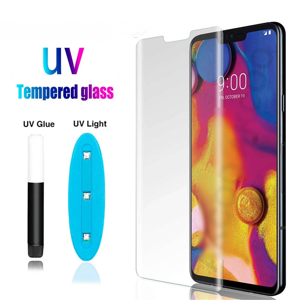 

Изогнутое защитное UV стекло для LG V40 прозрачное противоударное, Прозрачный