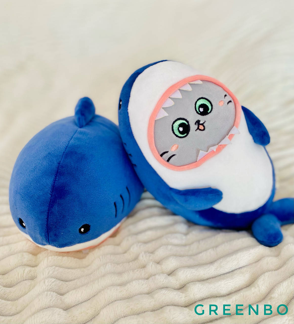 

Мягкая, плюшевая, декоративная, игрушка Котик-Акула