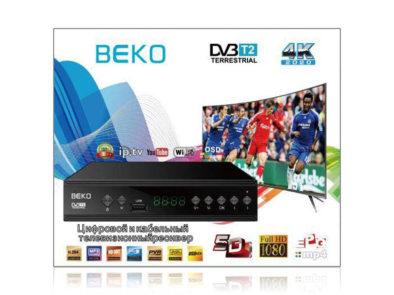 

Цифровой эфирный приемник с экраном DVB-T2 Beko IPTV/YouTube/WiFi/MP4/4K/1080 BK-2020 40шт 9440