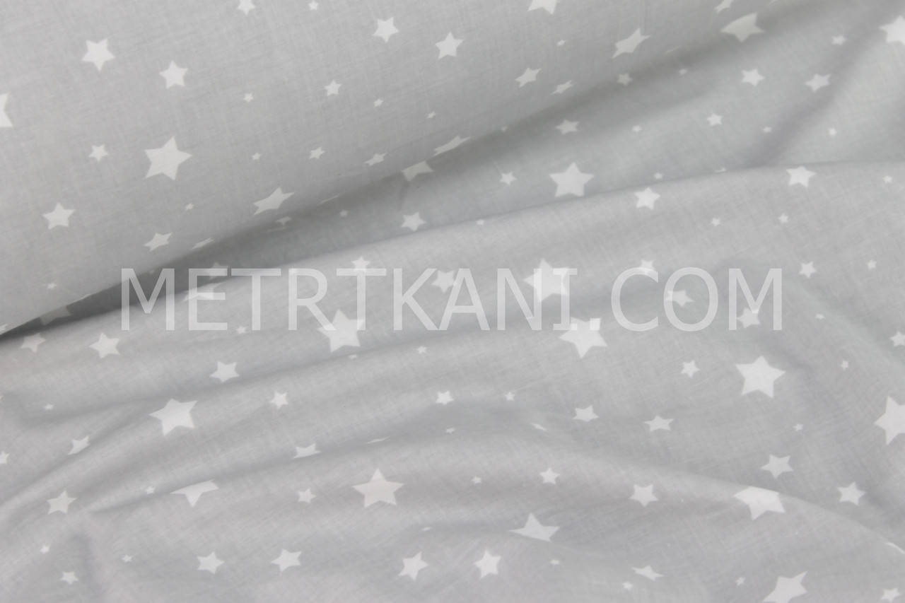 

Хлопковая ткань "Звездопад" белый на сером фоне №-288, Серый