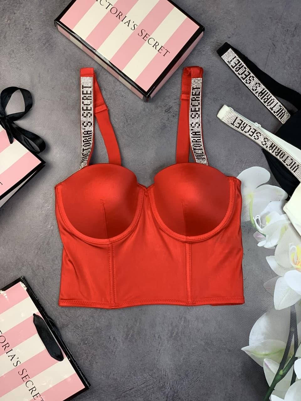 

Корсет Victoria’s Secret Модель Стразы Виктория Сикрет топ, цвет красный