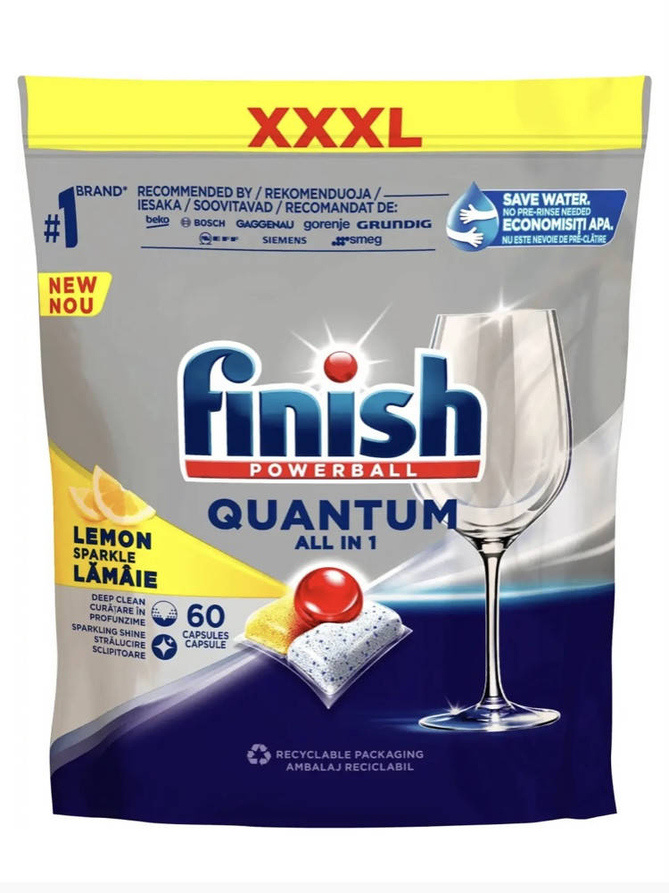

Tаблетки для посудомоечных машин FINISH QUANTUM max Lemon (60 шт)