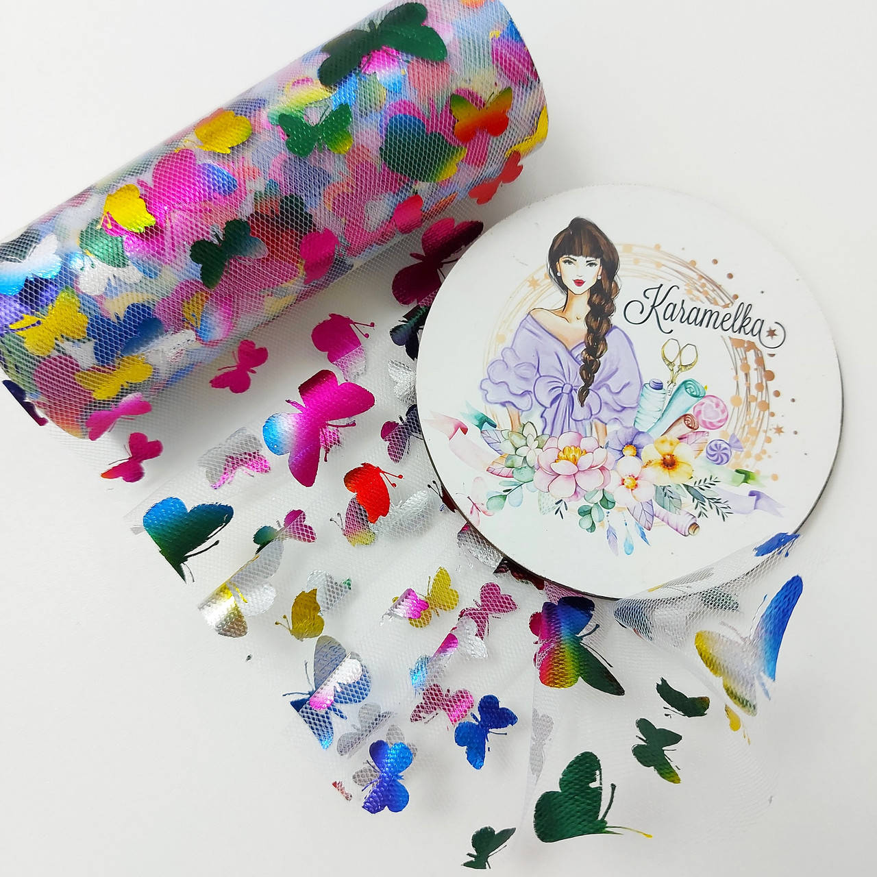 

Фатін мякий, 15см, БІЛИЙ З КОЛЬОРОВИМИ МЕТЕЛИКАМИ