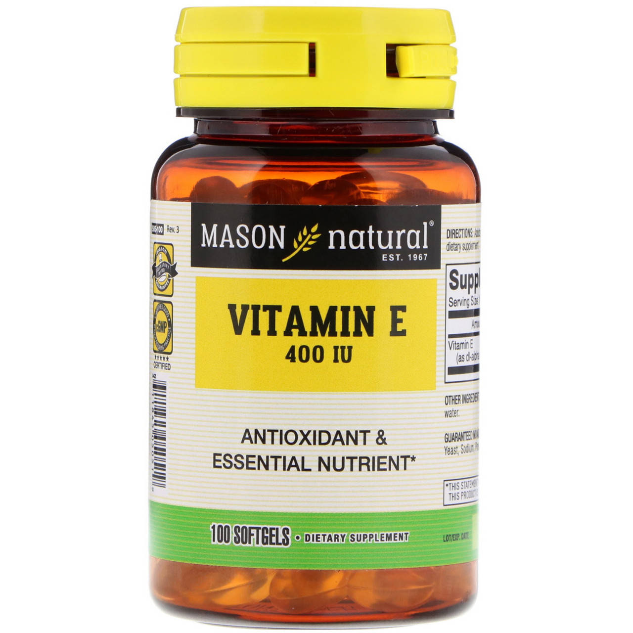 

Mason Natural, Vitamin E, 180 mg (400 IU), 100 , официальный сайт, MAV-05051