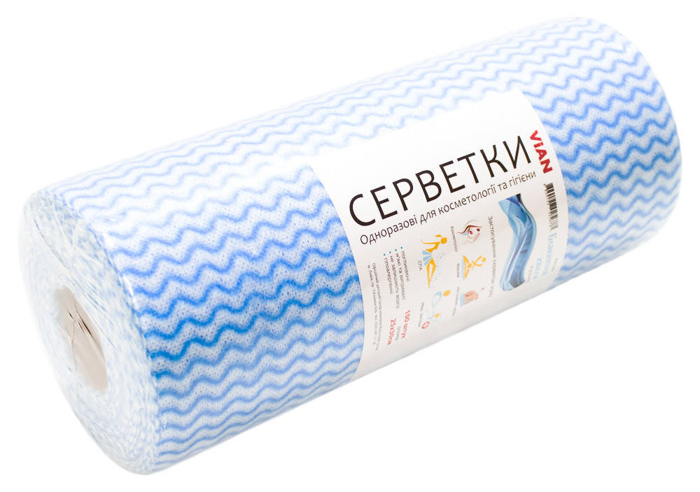 

Салфетки в рулоне Vian голубая волна, 25*30 100 шт
