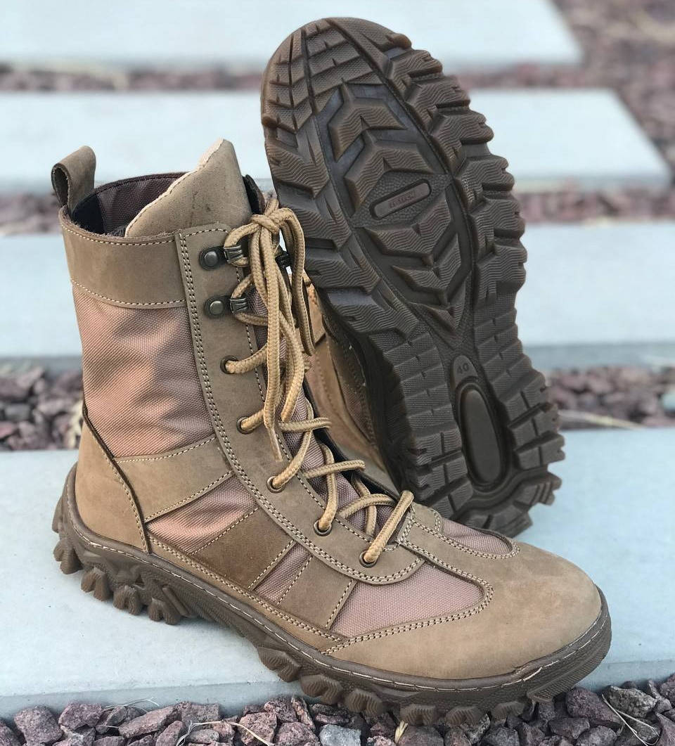 

Берцы летние из натуральной кожи бежевая сетка 3д, Бежевый