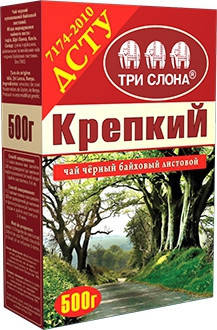 

Чай "ТРИ СЛОНА" Чорний Міцний ДСТУ лист 500г картон (1/11)