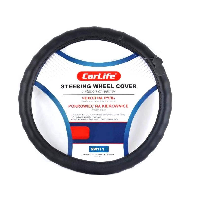 

Чехол на руль CARLIFE XL (41-43 см) черный экокожа (SW111XL)