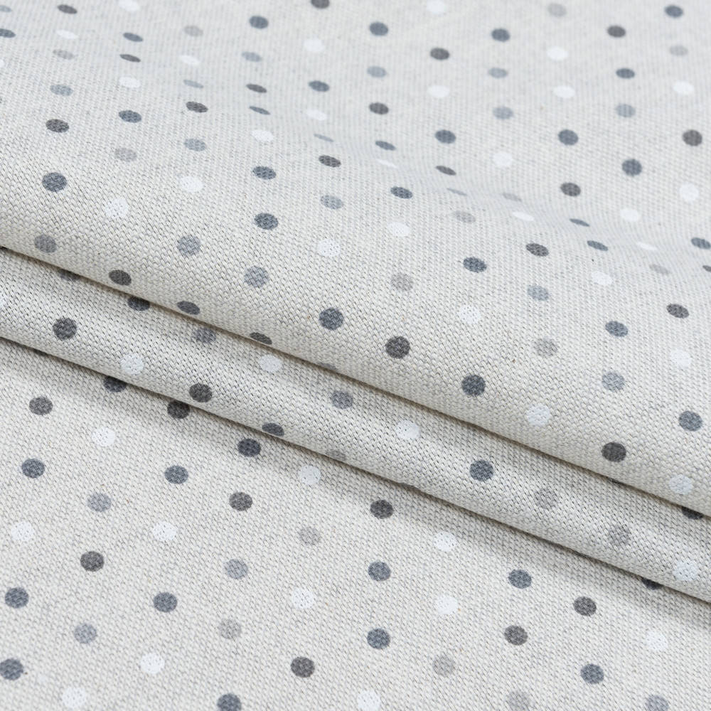 

Ткань в горох для штор в детскую, пошива римских штор, декоративных подушек, натуральная фон натуральный лен