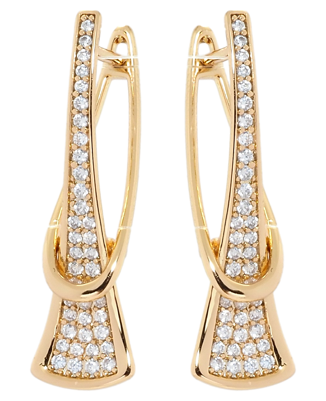 

Серьги Xuping Позолота 18K английский замок "Петельки с инкрустацией цирконием"